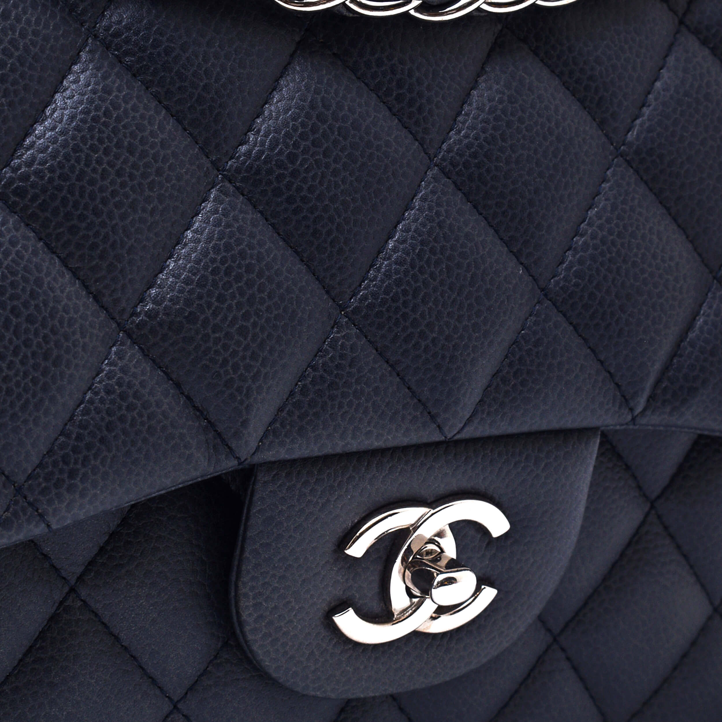 Chanel - Anthracite Jumbo Quilted Caviar Leather Double Flap Bag